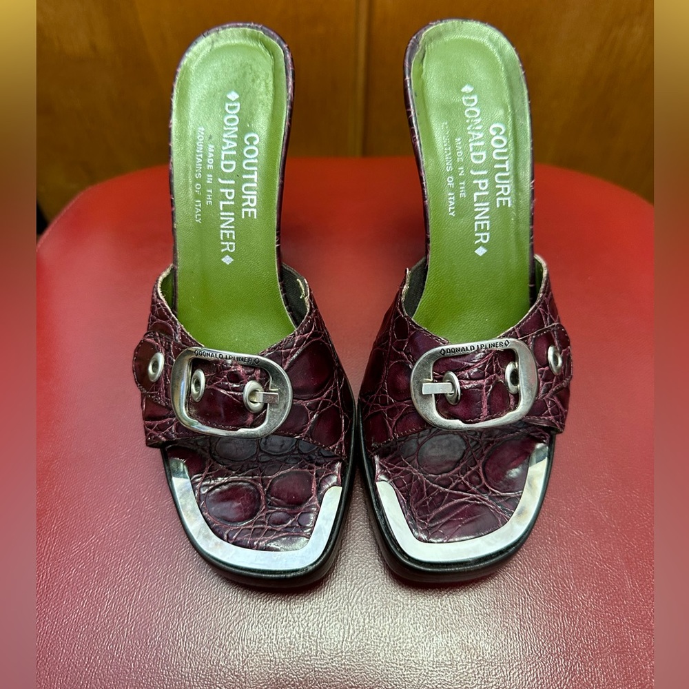 Donald J Pliner- Wine Maxi Crocodile Heels 5.5